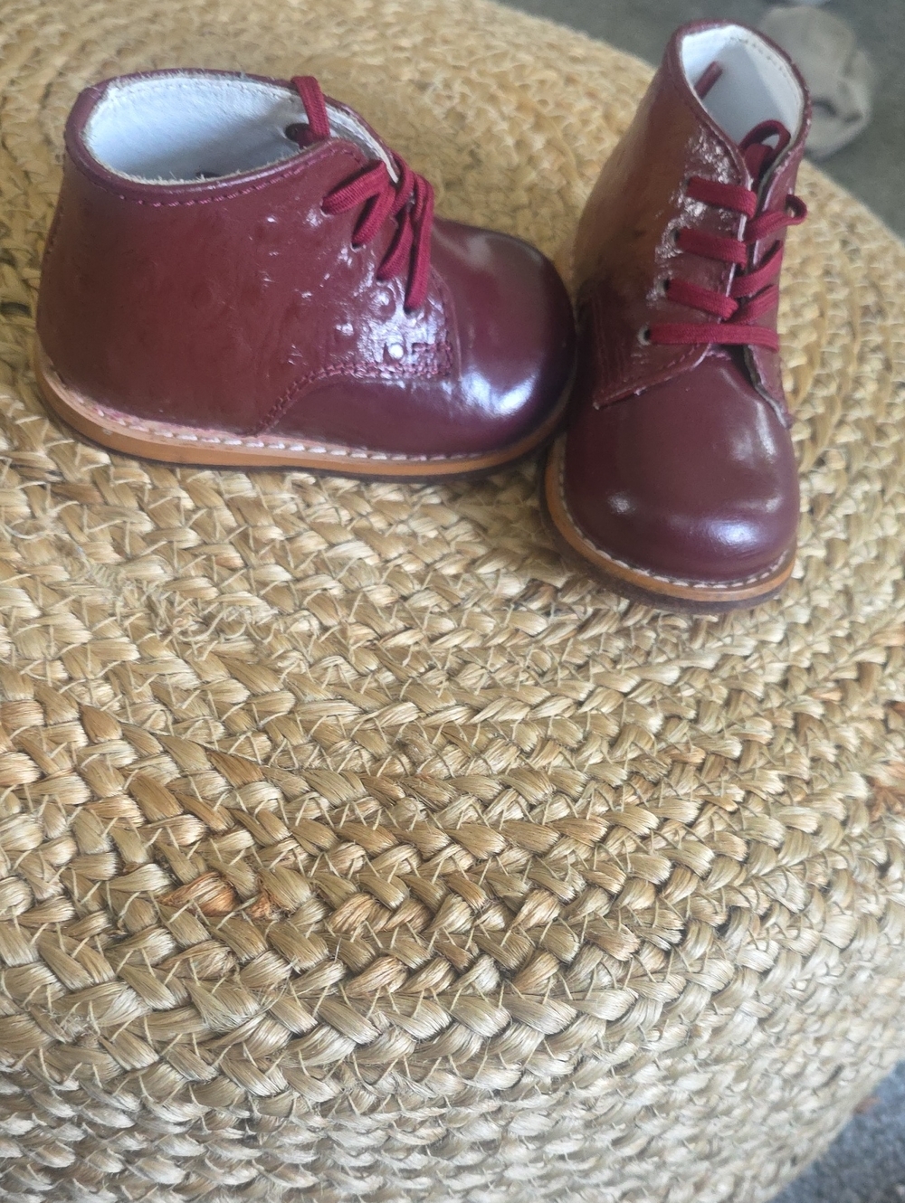 Classic Kids Burgundy Leather Ankle Boots